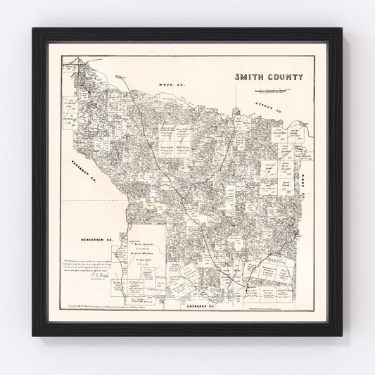 Vintage map of Smith County, Texas, 1880