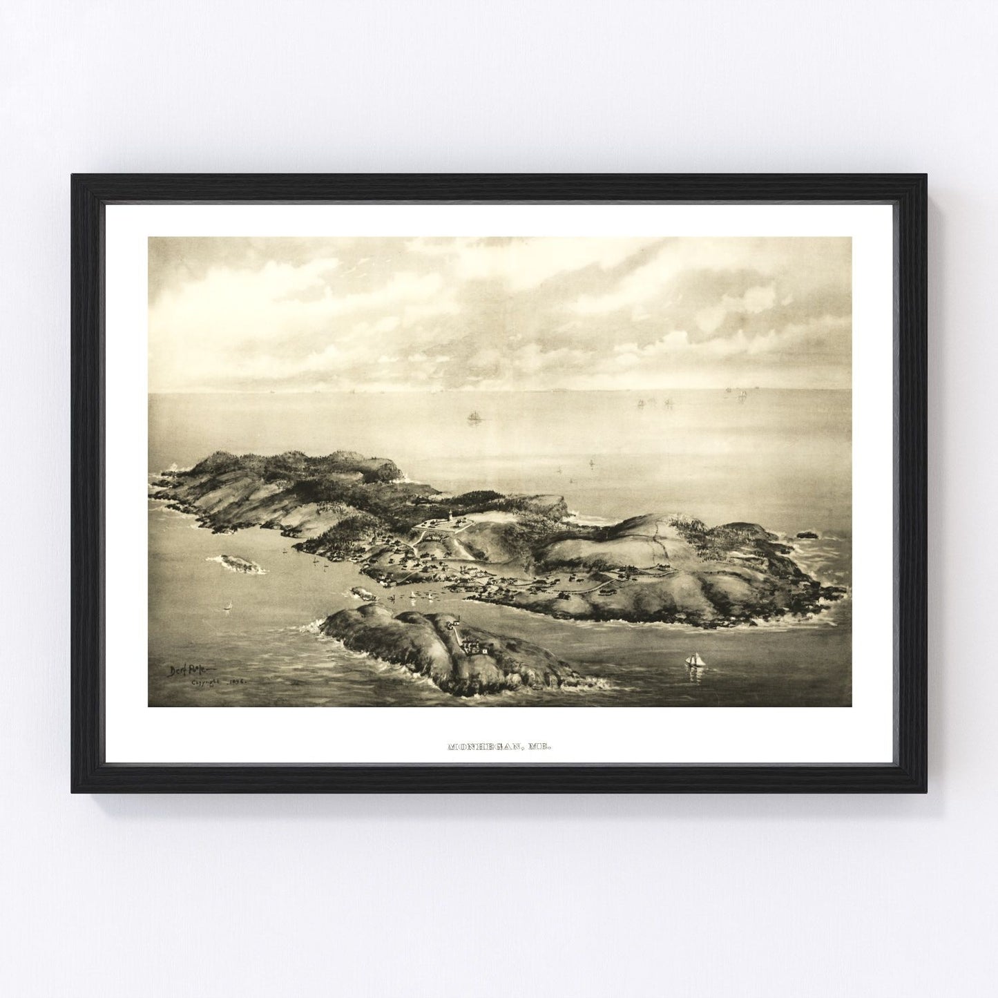 Vintage map of Monhegan, Maine, 1896