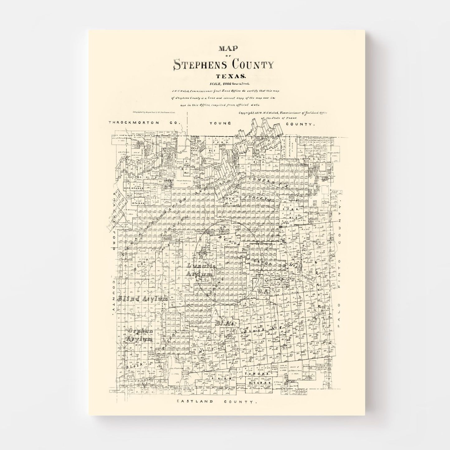 Vintage Map of Stephens County, Texas, 1879 II