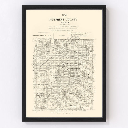 Vintage map of Stephens County, Texas, 1879