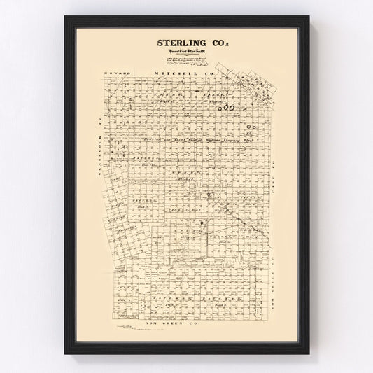 Vintage map of Sterling County, Texas, 1892