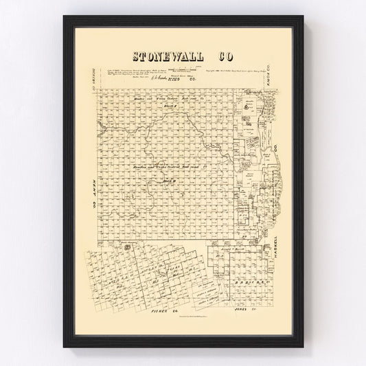 Vintage map of Stonewall County, Texas, 1880