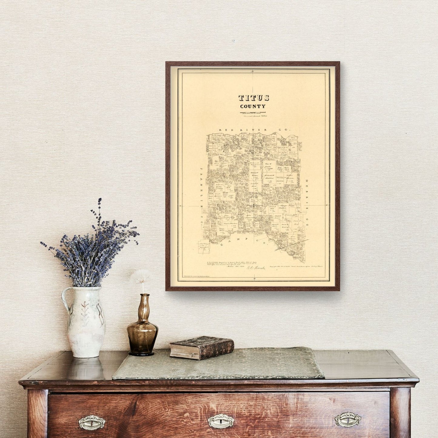 Vintage Map of Titus County, Texas, 1880