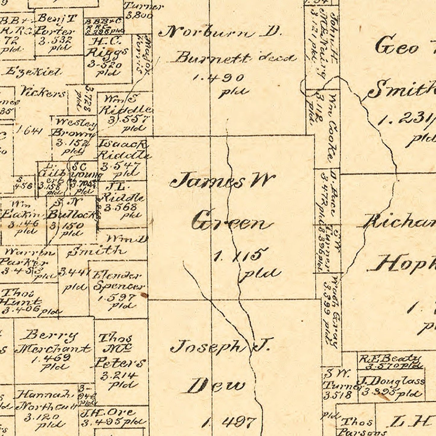 Vintage Map of Titus County, Texas, 1880