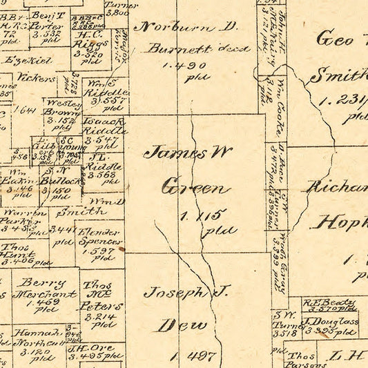 Vintage Map of Titus County, Texas, 1880