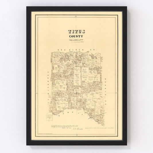 vintage map of Titus County, Texas, 1880