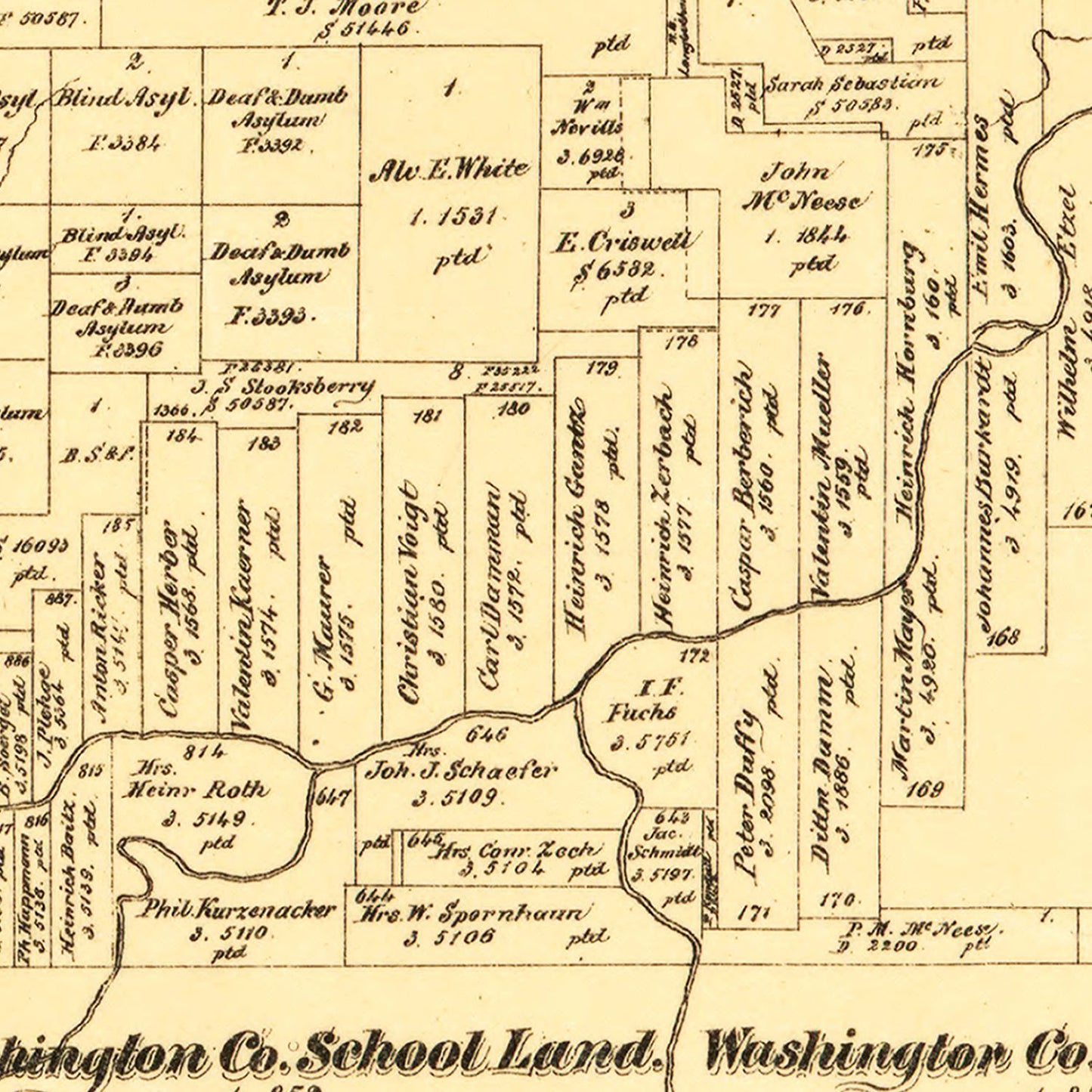 Vintage Map of Tom Green County, Texas, 1893