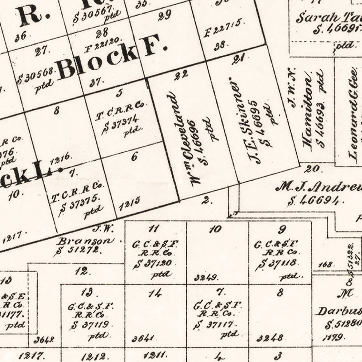 Vintage Map of Tom Green County, Texas, 1894