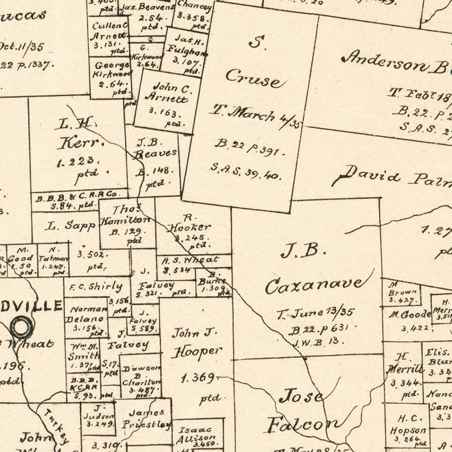 Vintage Map of Tyler County, Texas, 1879