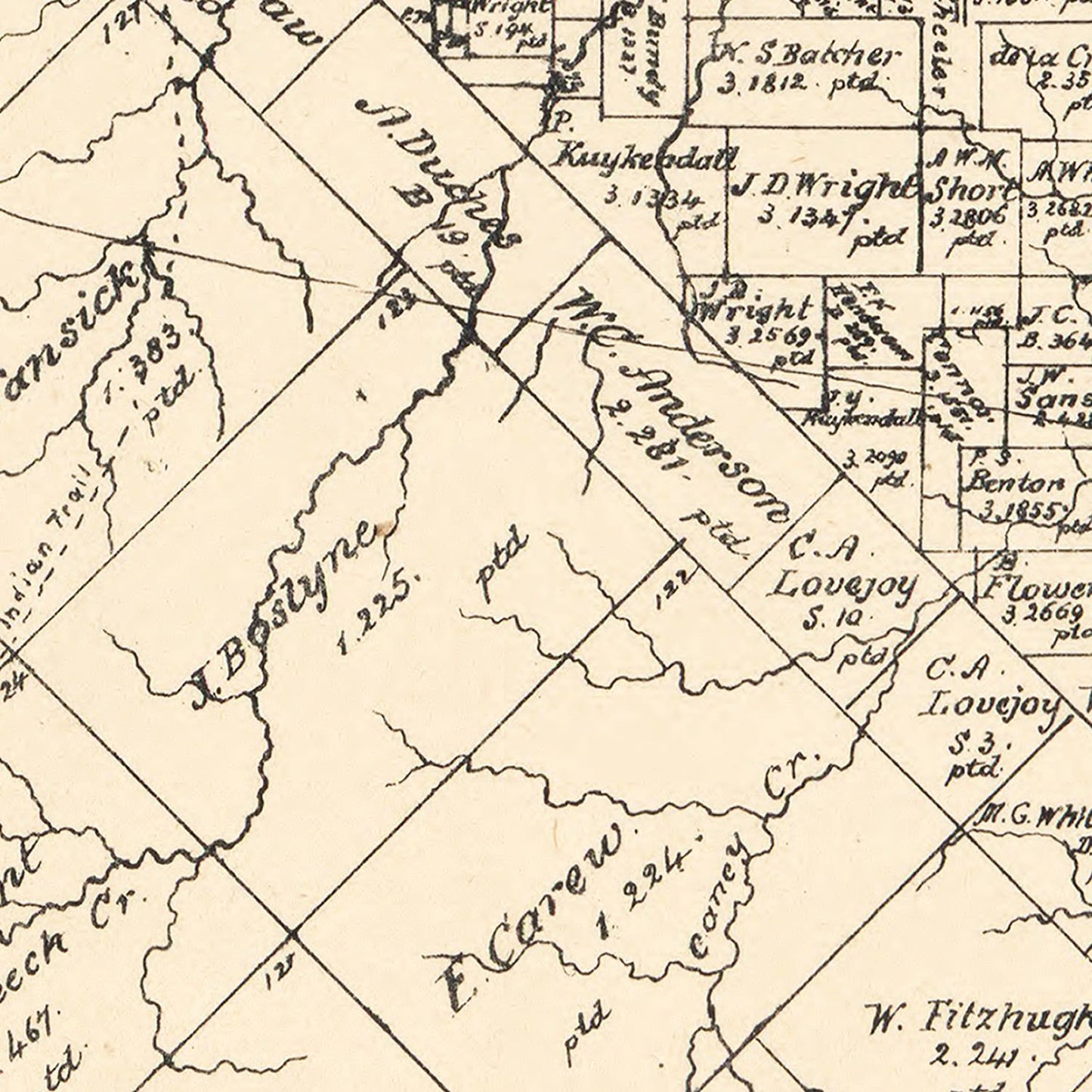 Vintage Map of Van Zandt County, Texas, 1884