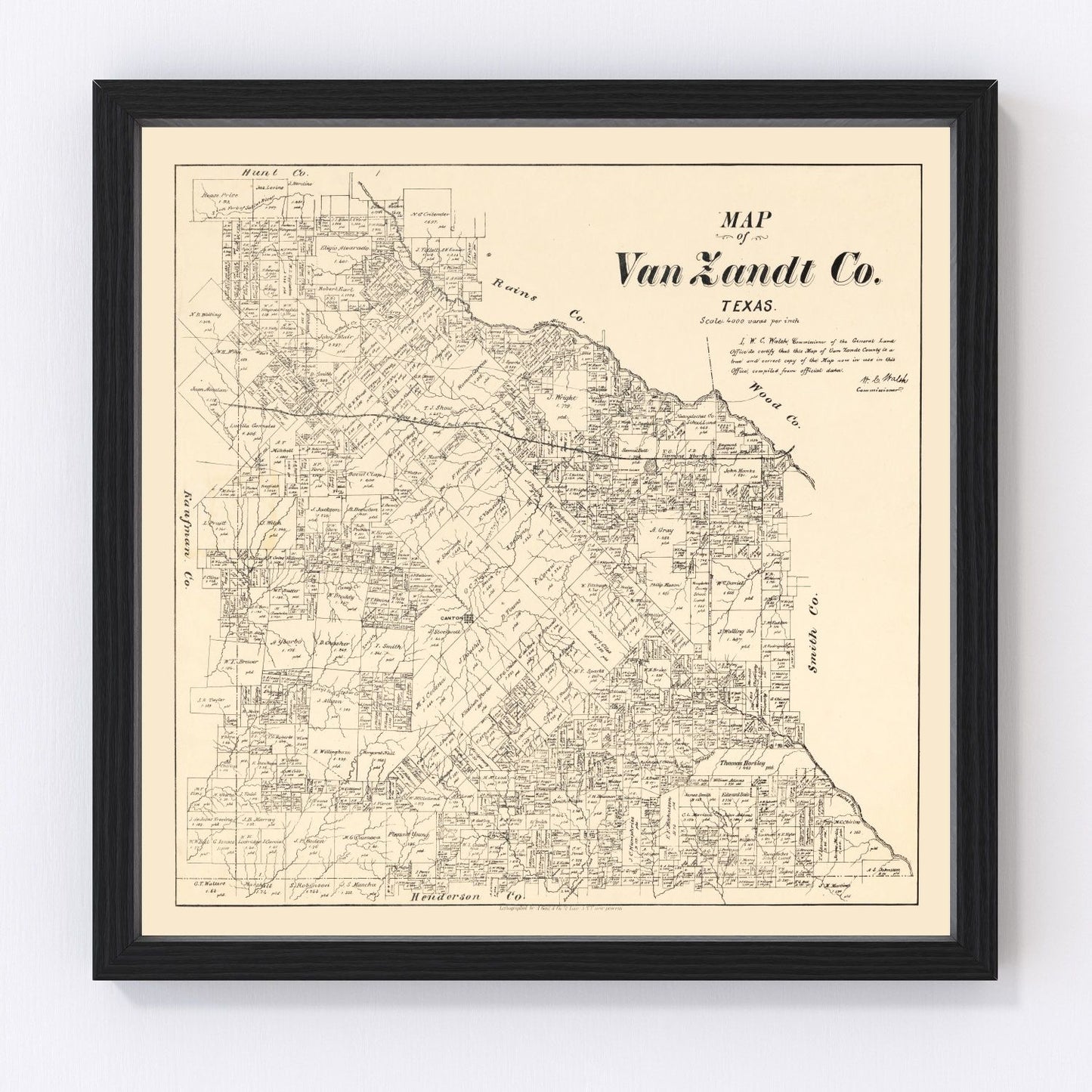 Vintage map of Van Zandt County, Texas, 1884