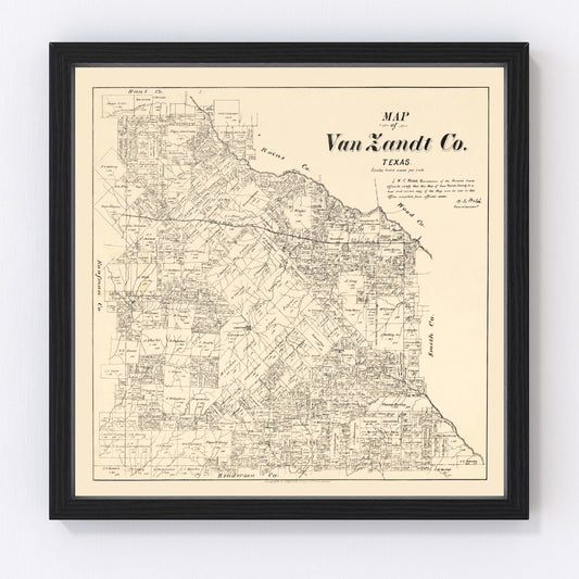 Vintage map of Van Zandt County, Texas, 1884