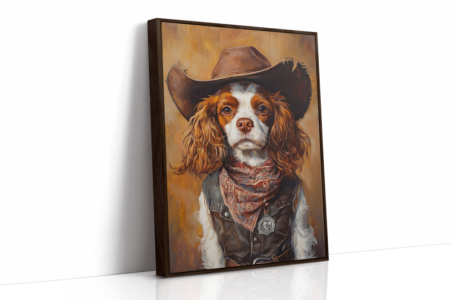 Western Cavalier Cowgirl Dog Art Print