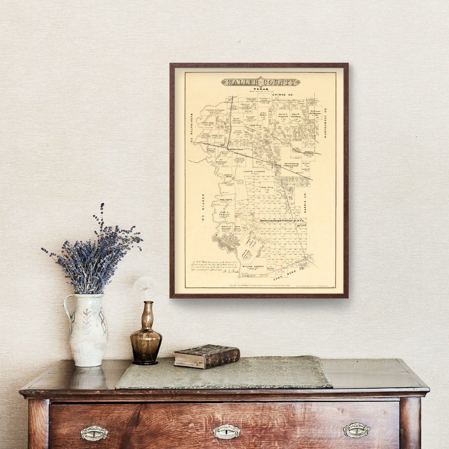 Vintage Map of Waller County, Texas 1879