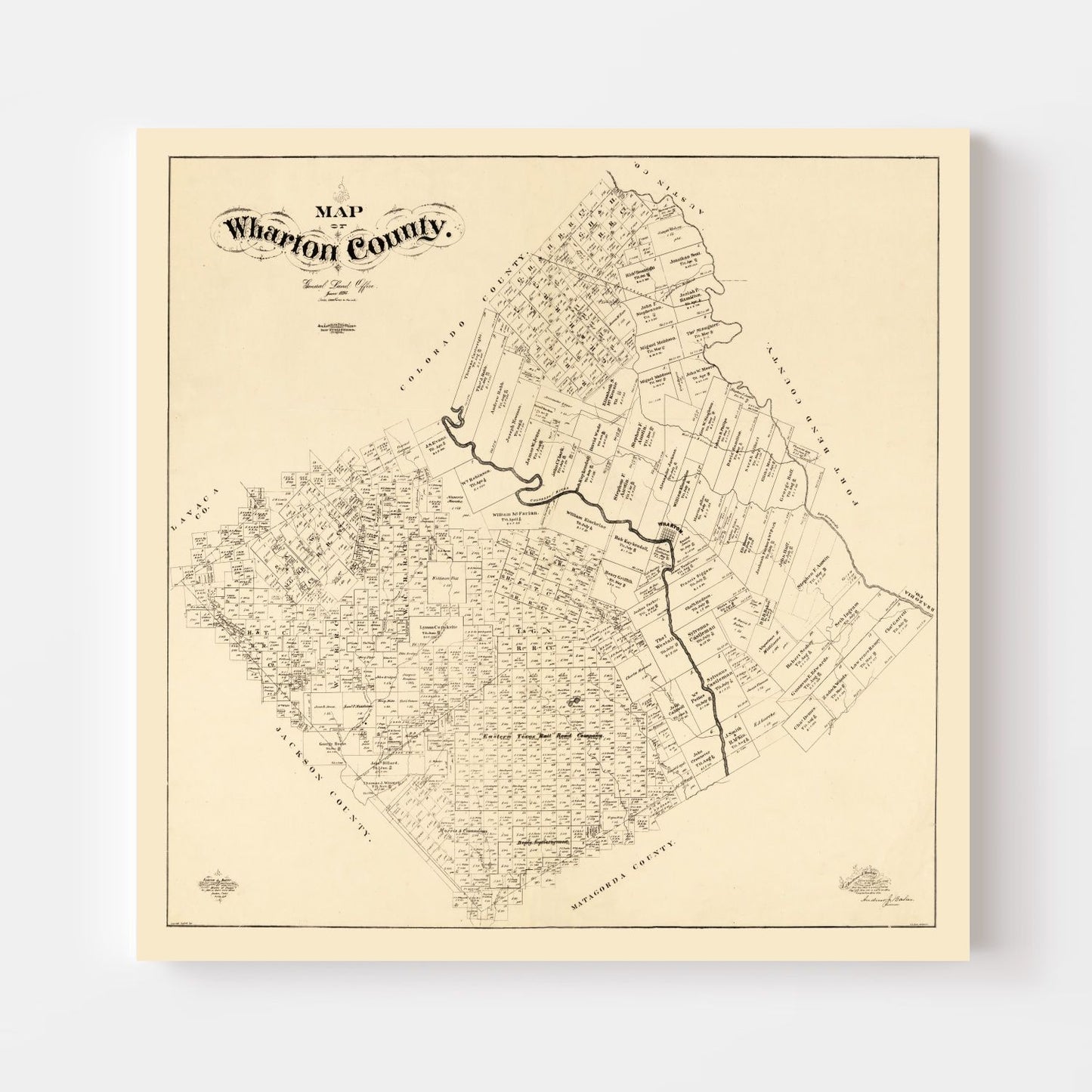 Vintage Map of Wharton County, Texas, 1895