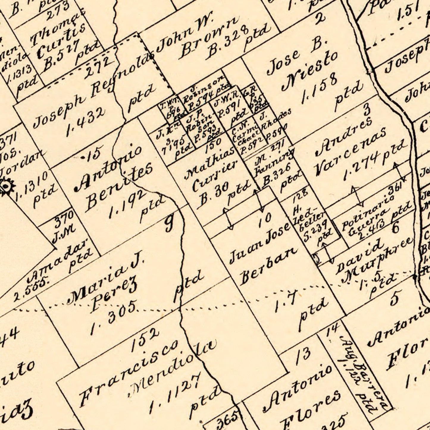 Vintage Map of Wilson County, Texas, 1879