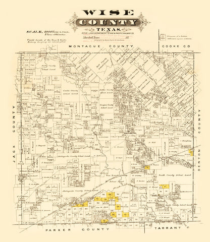 Vintage Map of Wise County, Texas 1870