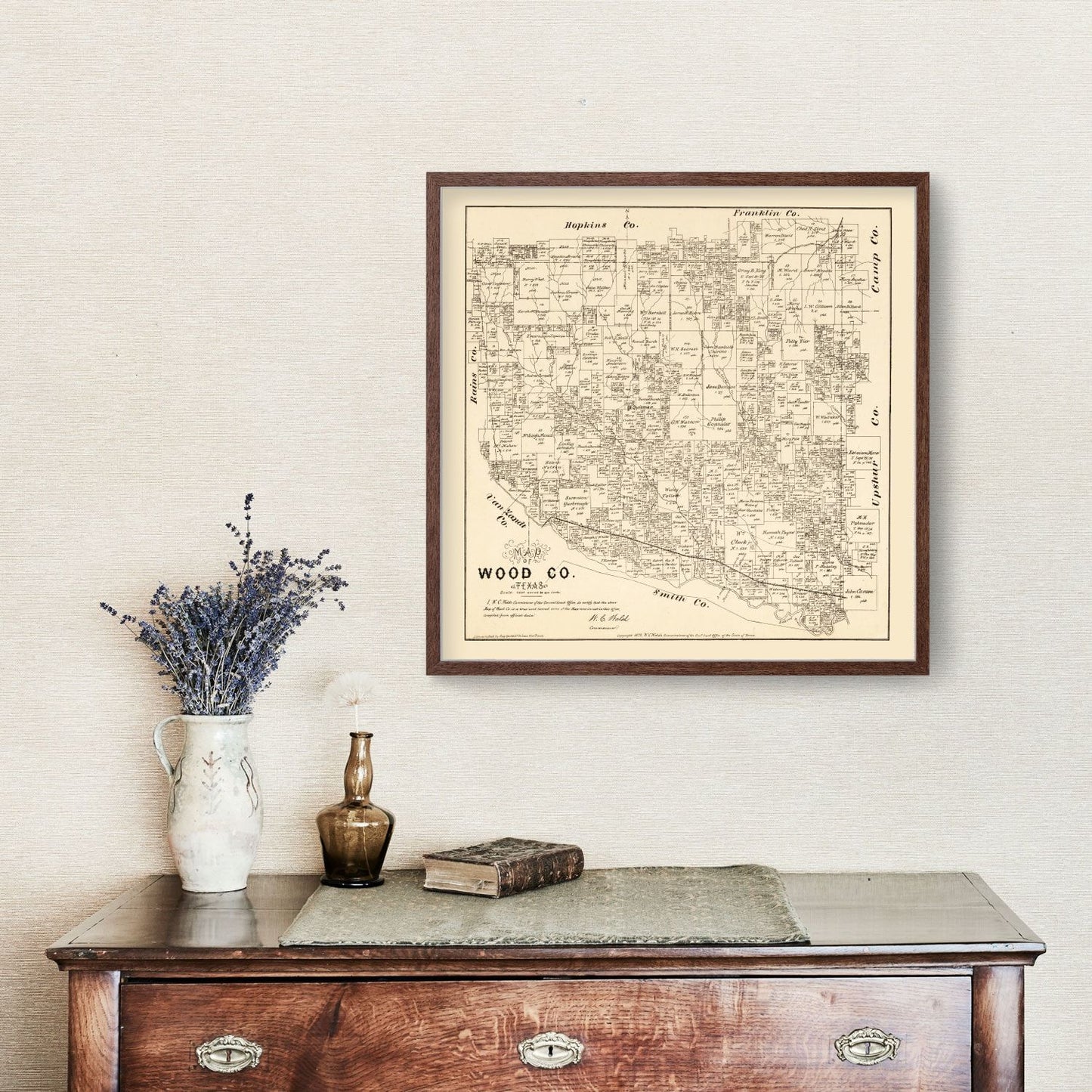 Vintage Map of Wood County, Texas 1879