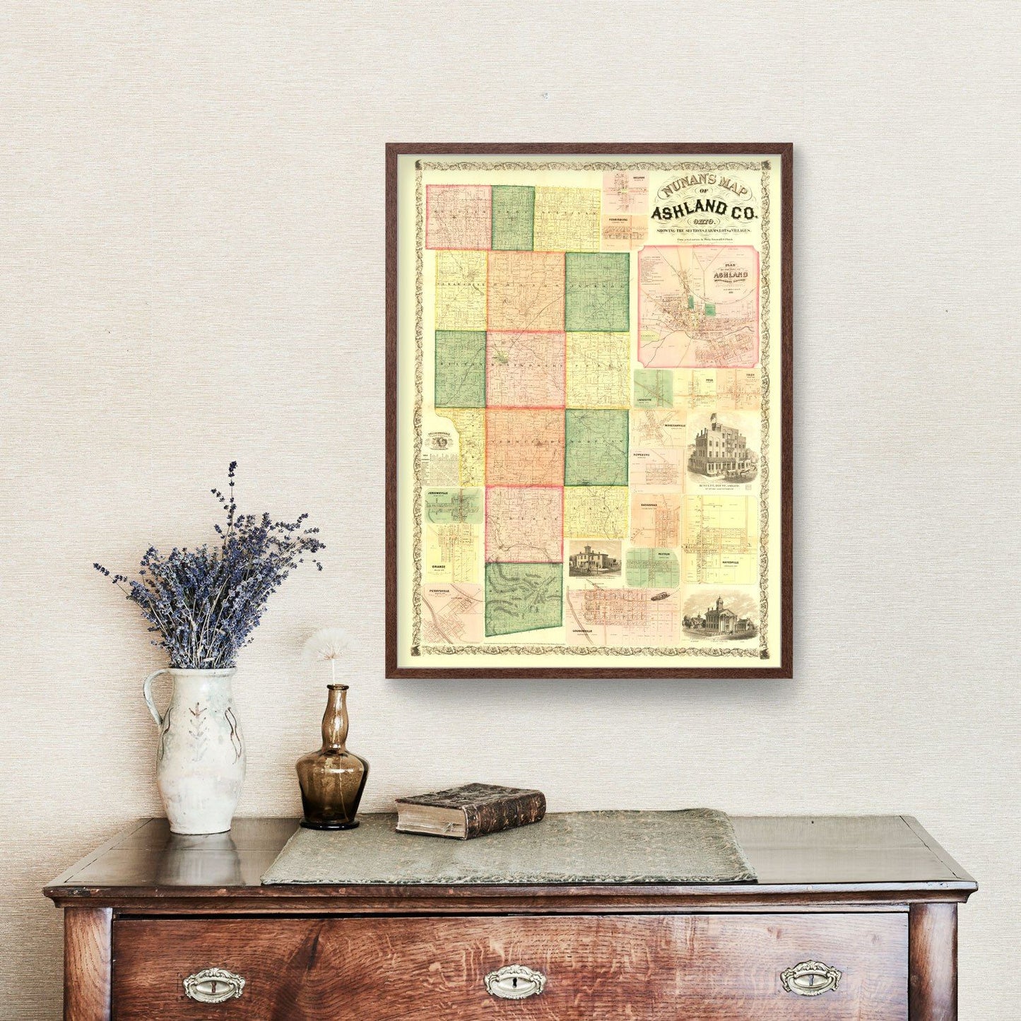 Vintage Map of Ashland County, Ohio, 1861 (Northern Districts)