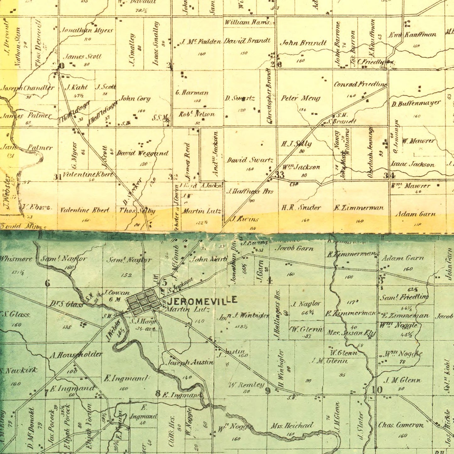 Vintage Map of Ashland County, Ohio, 1861 (Northern Districts)