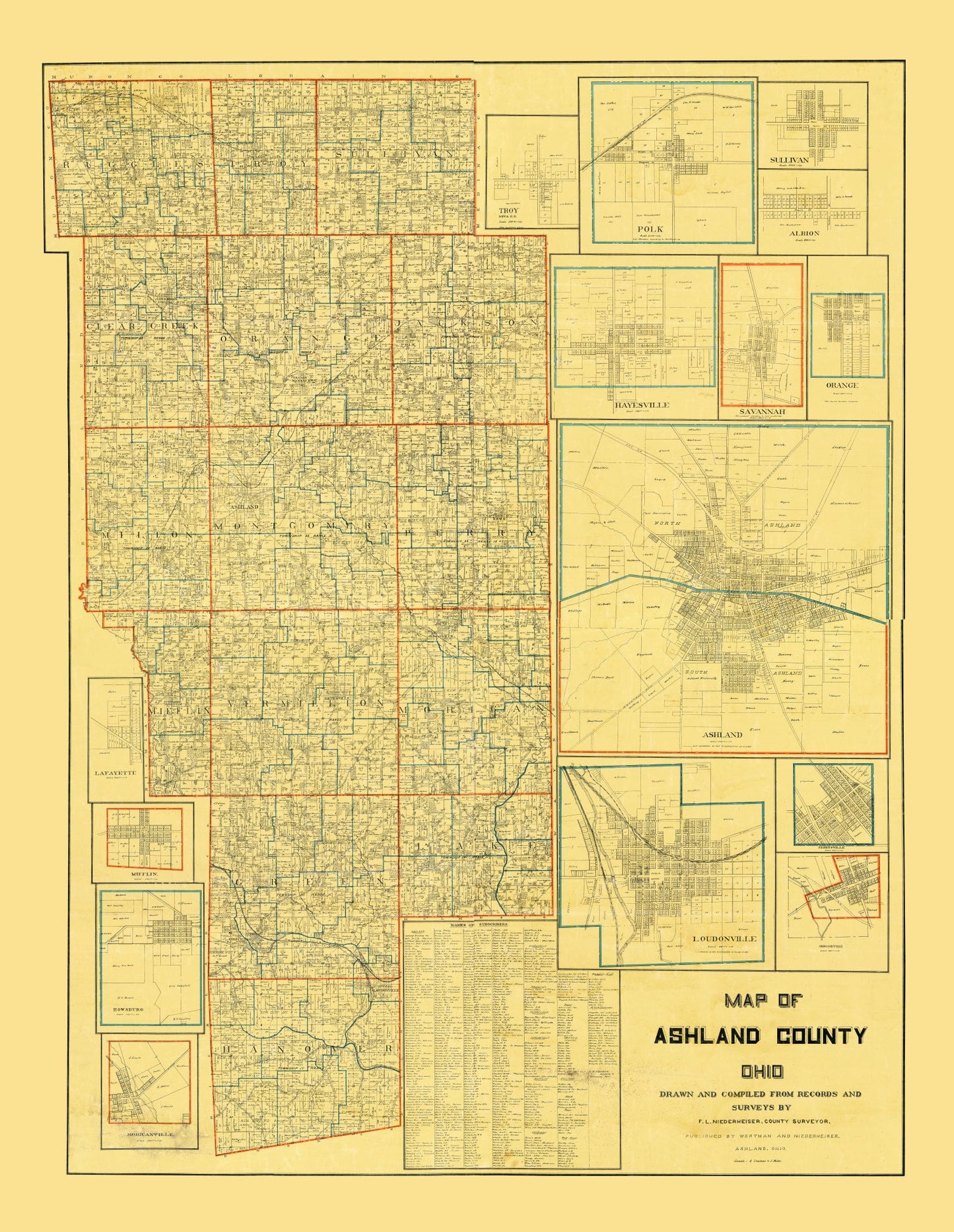 Vintage Map of Ashland County, Ohio, 1897