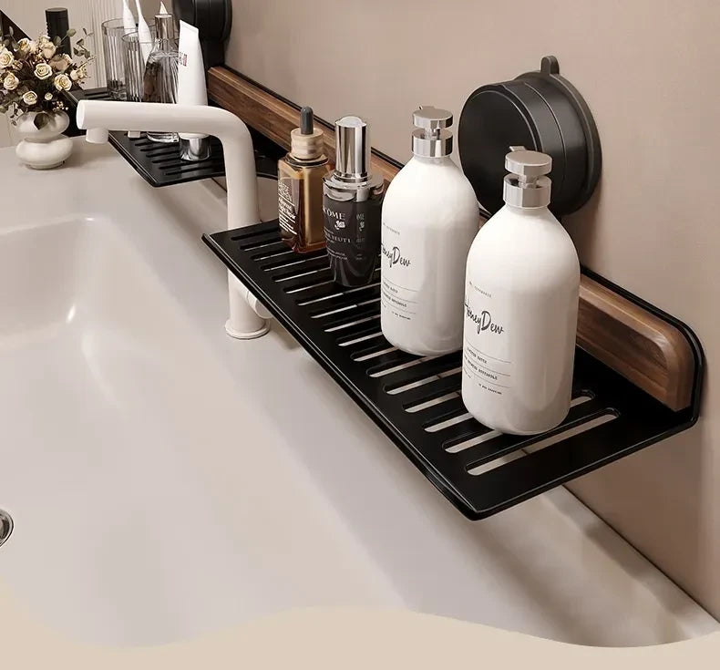 Bathroom Sink Organizer Shelf with Suction Cups for Faucet Space