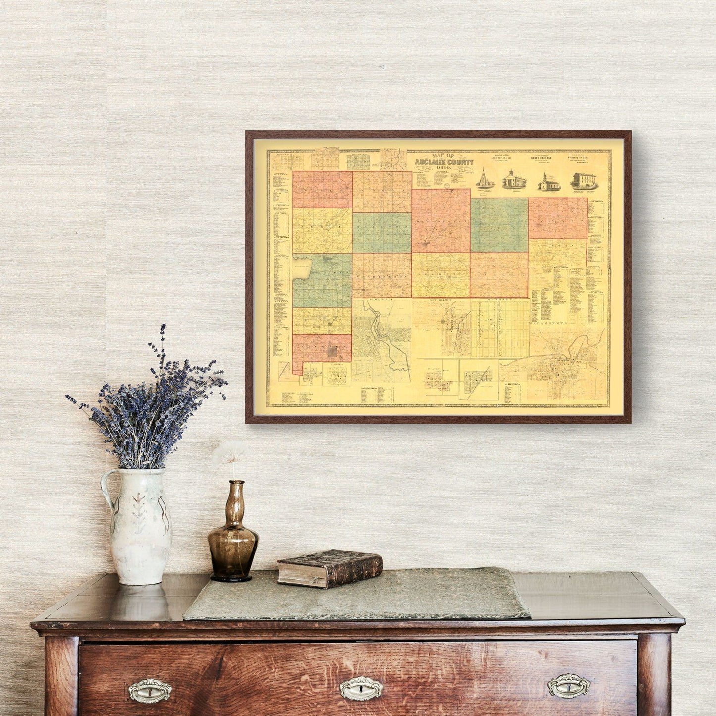 Vintage Map of Auglaize County, Ohio, 1860