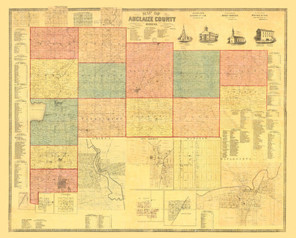 Vintage Map of Auglaize County, Ohio, 1860