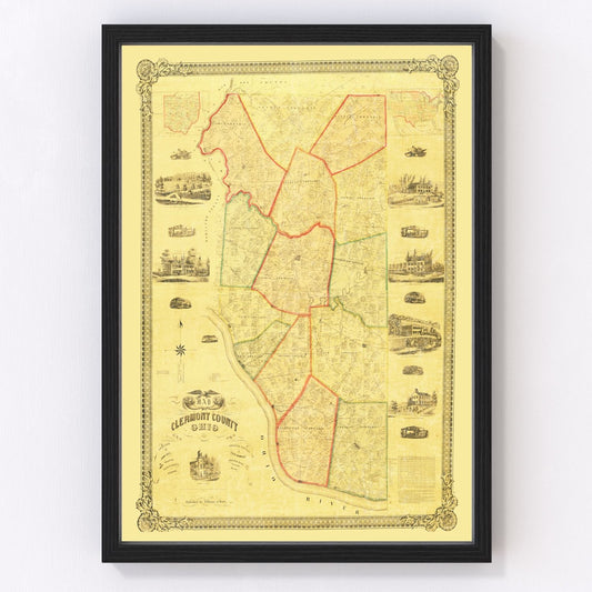 vintage map of Clermont County, Ohio, 1857