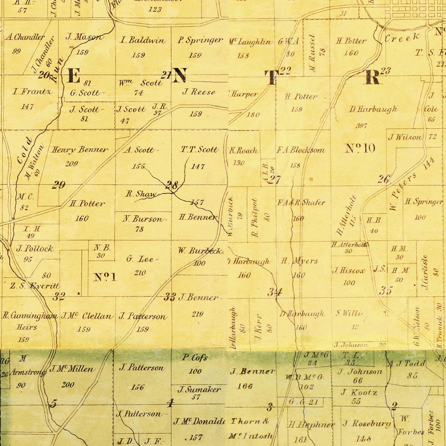 Vintage Map of Columbiana County, Ohio 1860