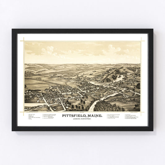 Vintage map of Pittsfield, Maine, 1889