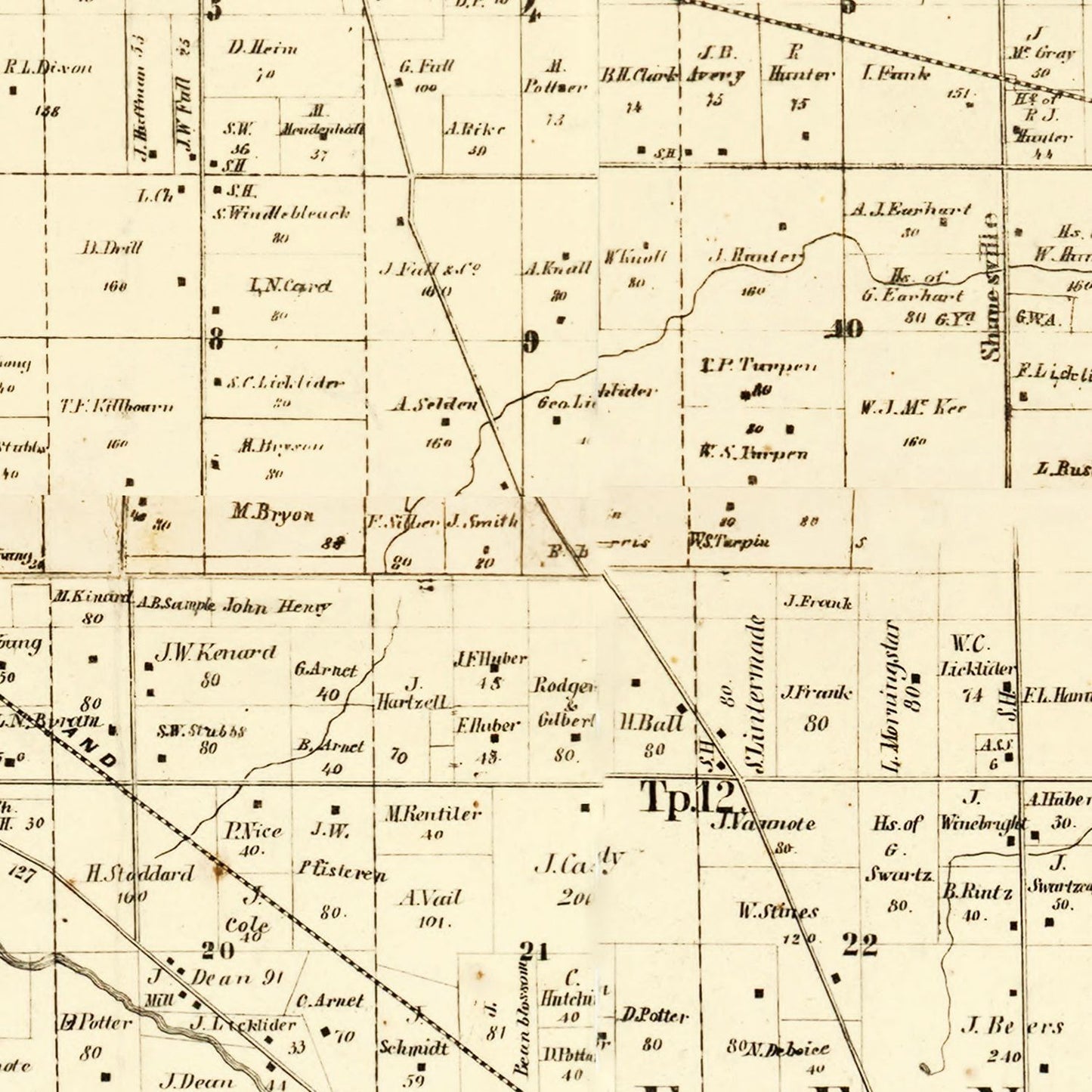Vintage Map of Darke County, Ohio, 1857