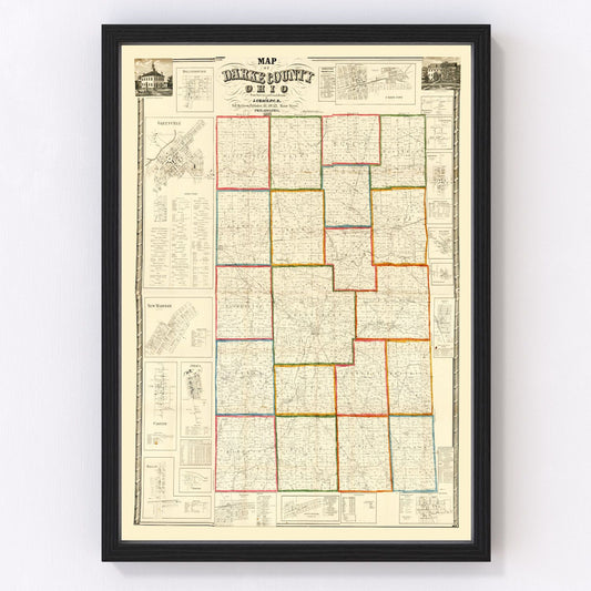vintage map of Darke County, Ohio, 1857