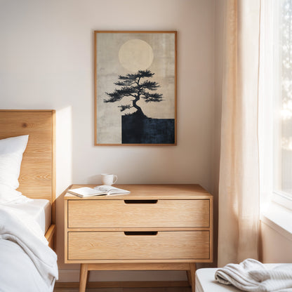 Zen Bonsai Tree Minimalist Japanese Wall Art
