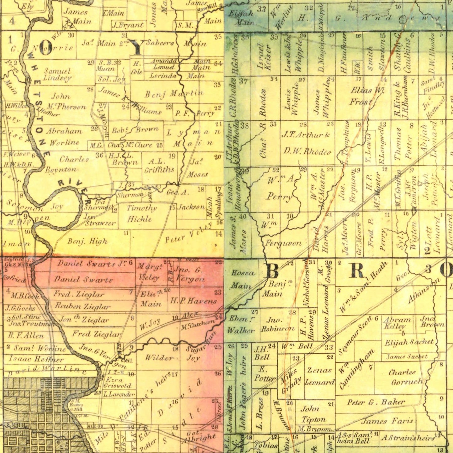 Vintage Map of Delaware County, Ohio, 1849