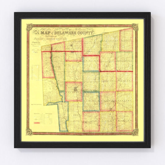vintage map of Delaware County, Ohio, 1849