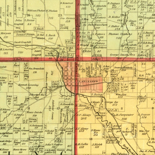 Vintage Map of Fairfield County, Ohio, 1848