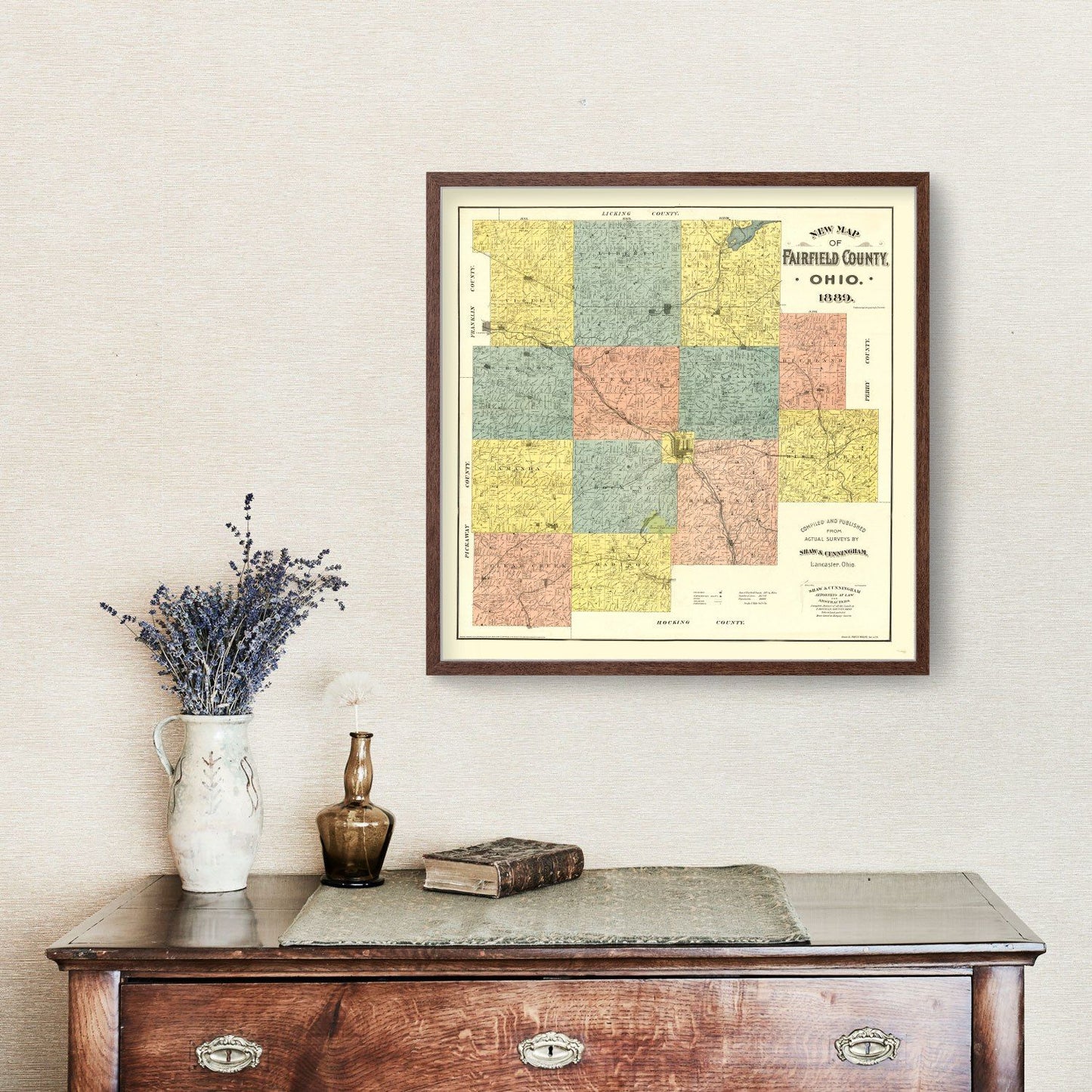 Vintage Map of Fairfield County, Ohio, 1889