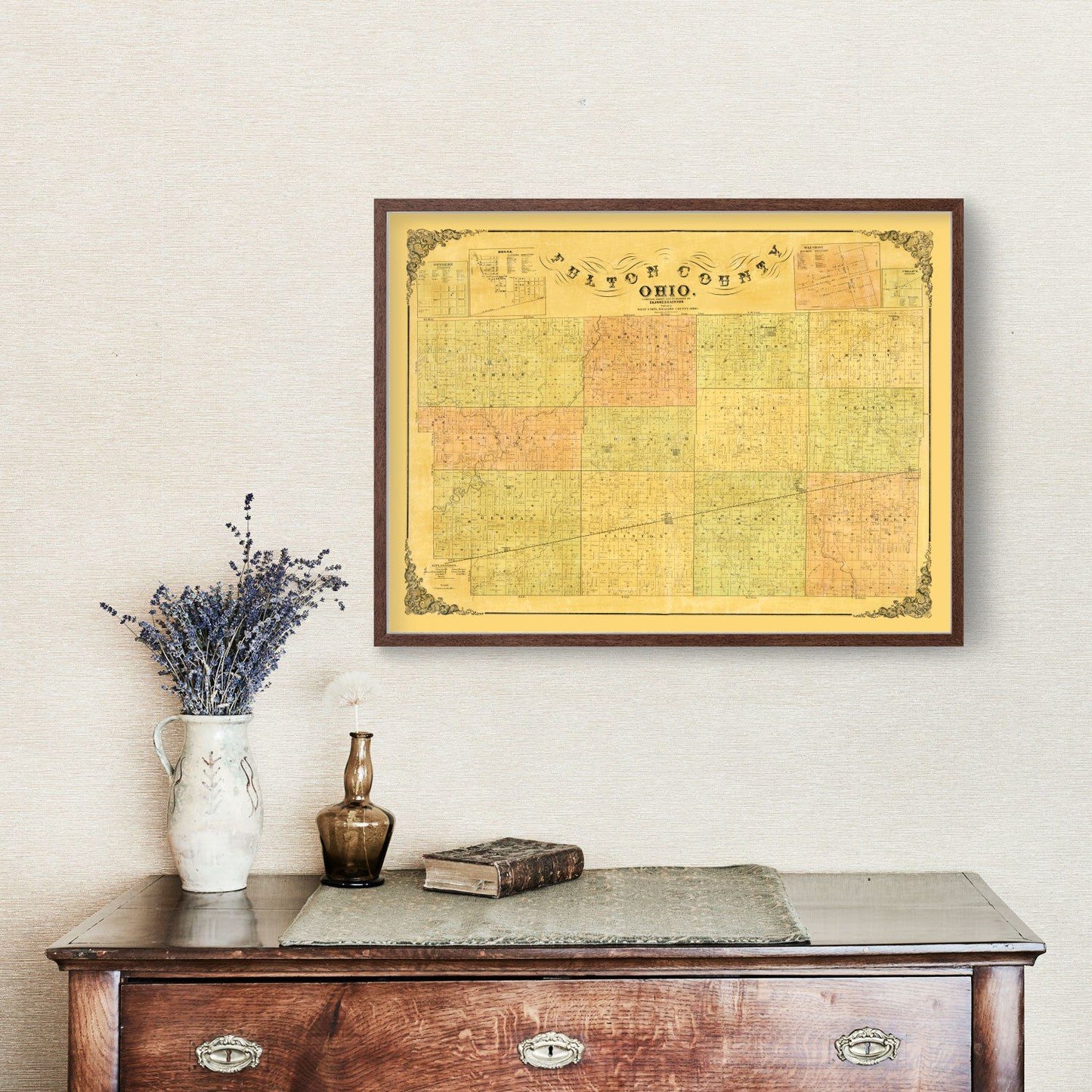 Vintage Map of Fulton County, Ohio, 1850