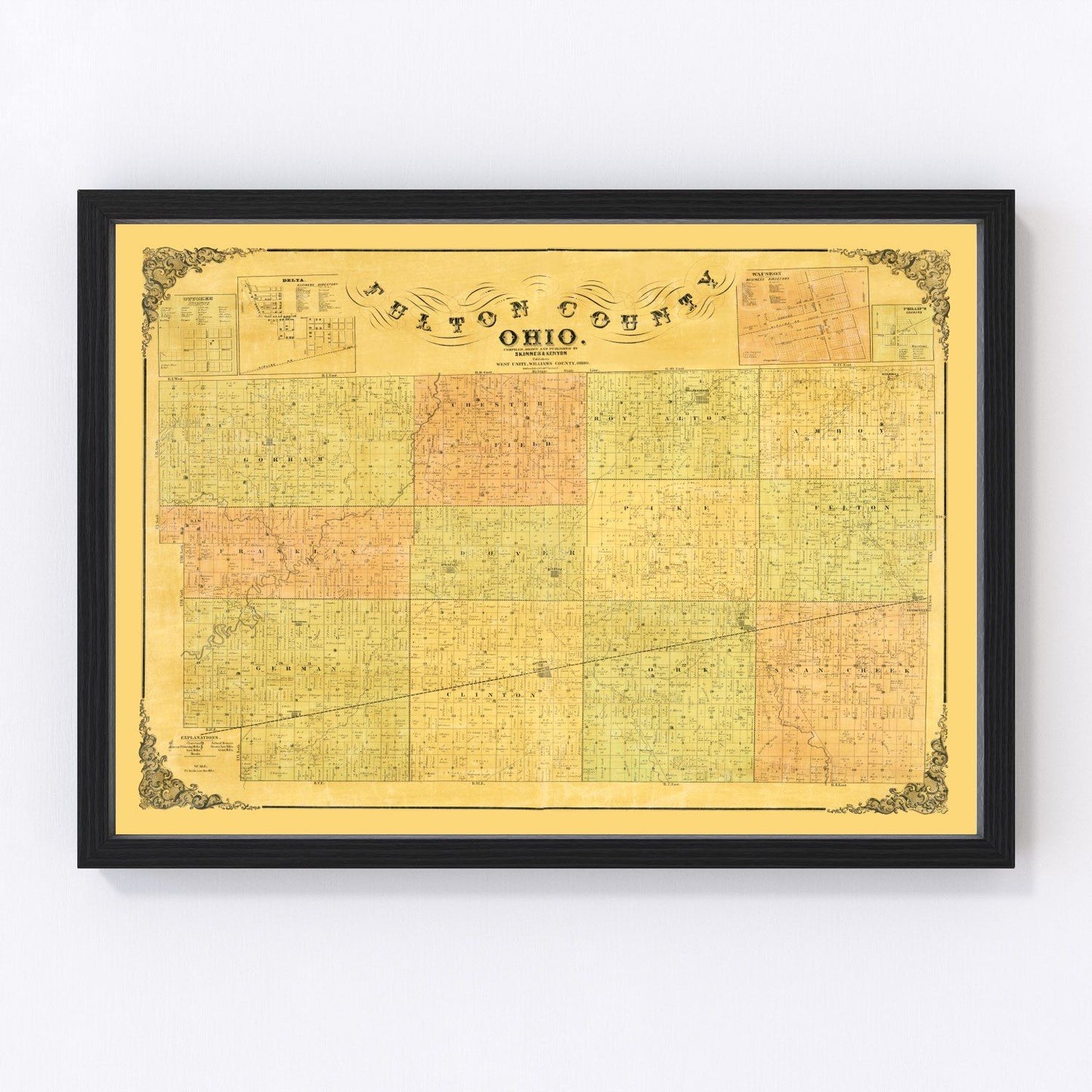 vintage map of Fulton County, Ohio, 1850