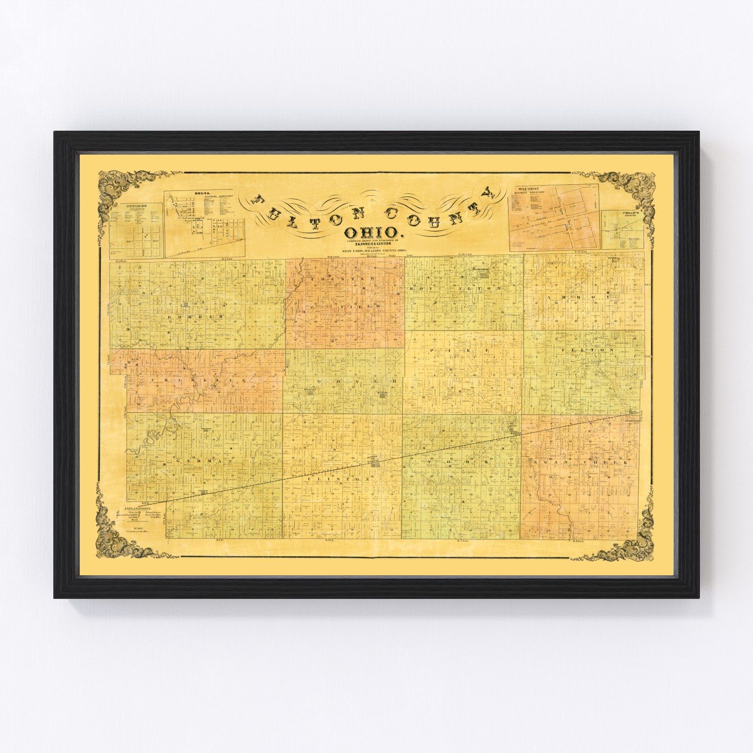 vintage map of Fulton County, Ohio, 1850