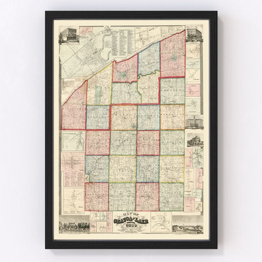 Vintage map of Geauga County, Ohio, 1857