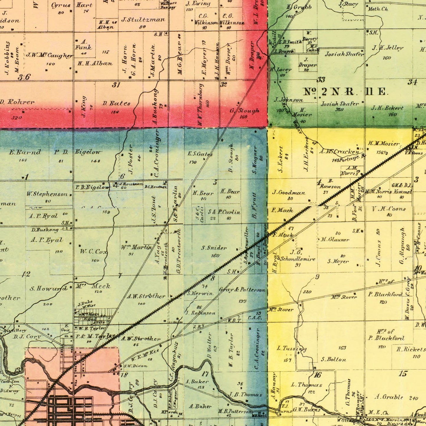 Vintage Map of Hancock County, Ohio, 1863