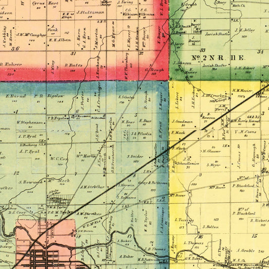 Vintage Map of Hancock County, Ohio, 1863