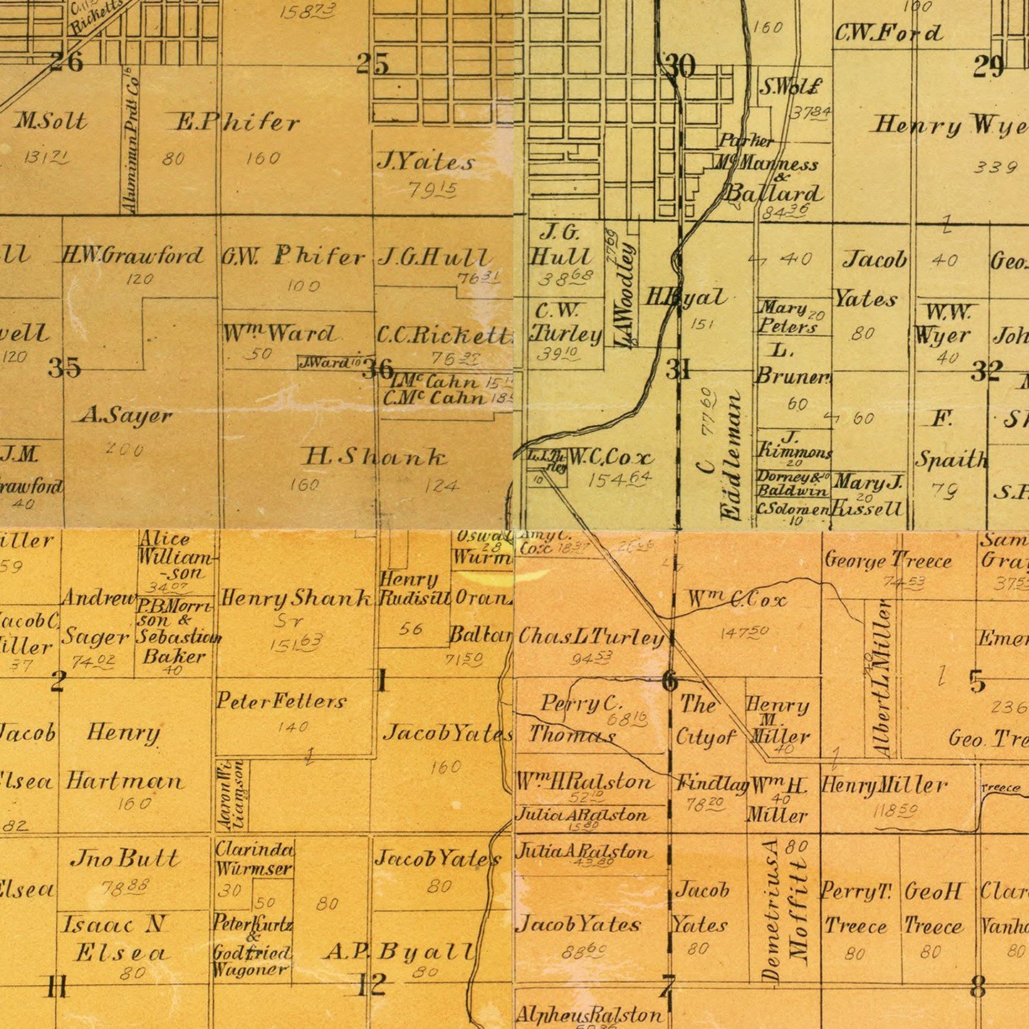 Vintage Map of Hancock County, Ohio, 1890
