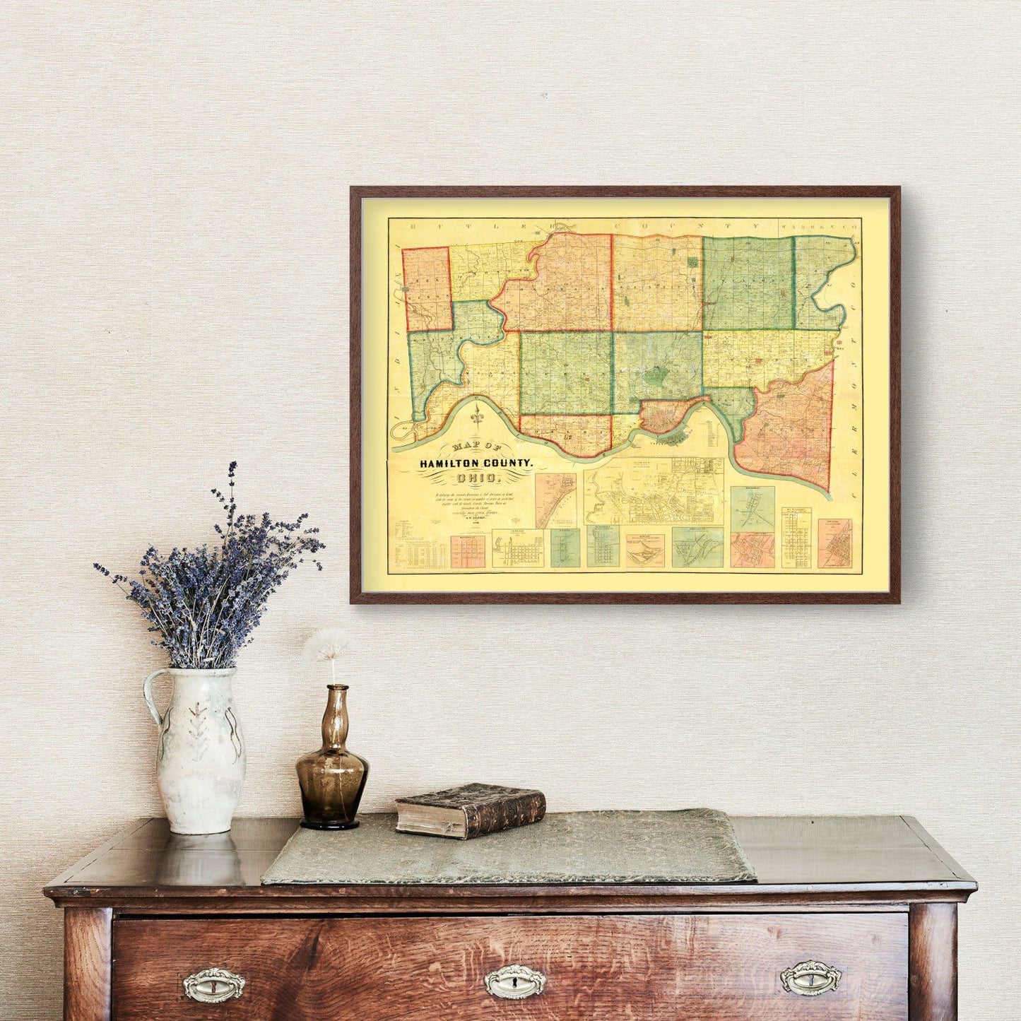 Vintage Map of Hamilton County, Ohio, 1856