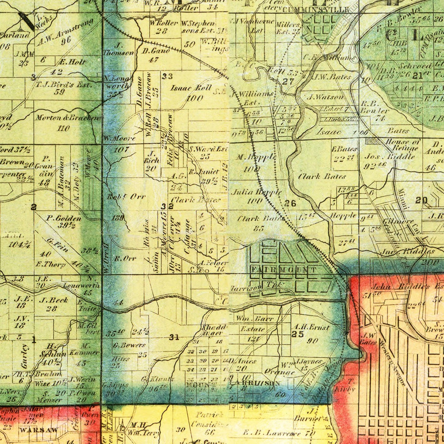 Vintage Map of Hamilton County, Ohio, 1856