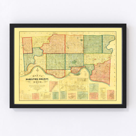 Vintage map of Hamilton County, Ohio, 1856