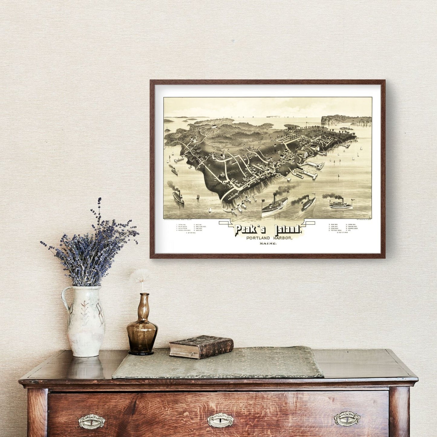 Vintage Map of Peaks Island, Maine, 1886