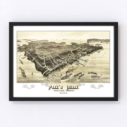 Vintage map of Peaks Island, Maine, 1886